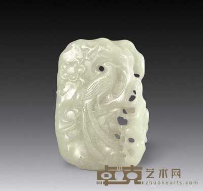 清 白玉喜上梅梢纹珮 5.5×4cm